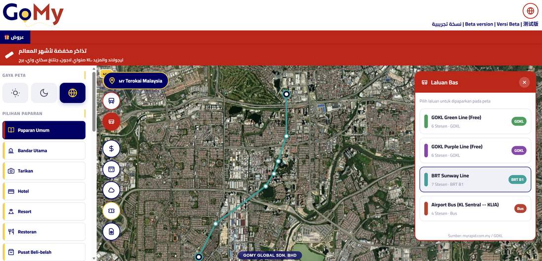 GoMy in Bahasa Melayu — bus routes over Kuala Lumpur